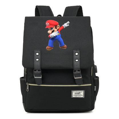 Game Super Mario Youth Student Backpack Usb Casual Backpack