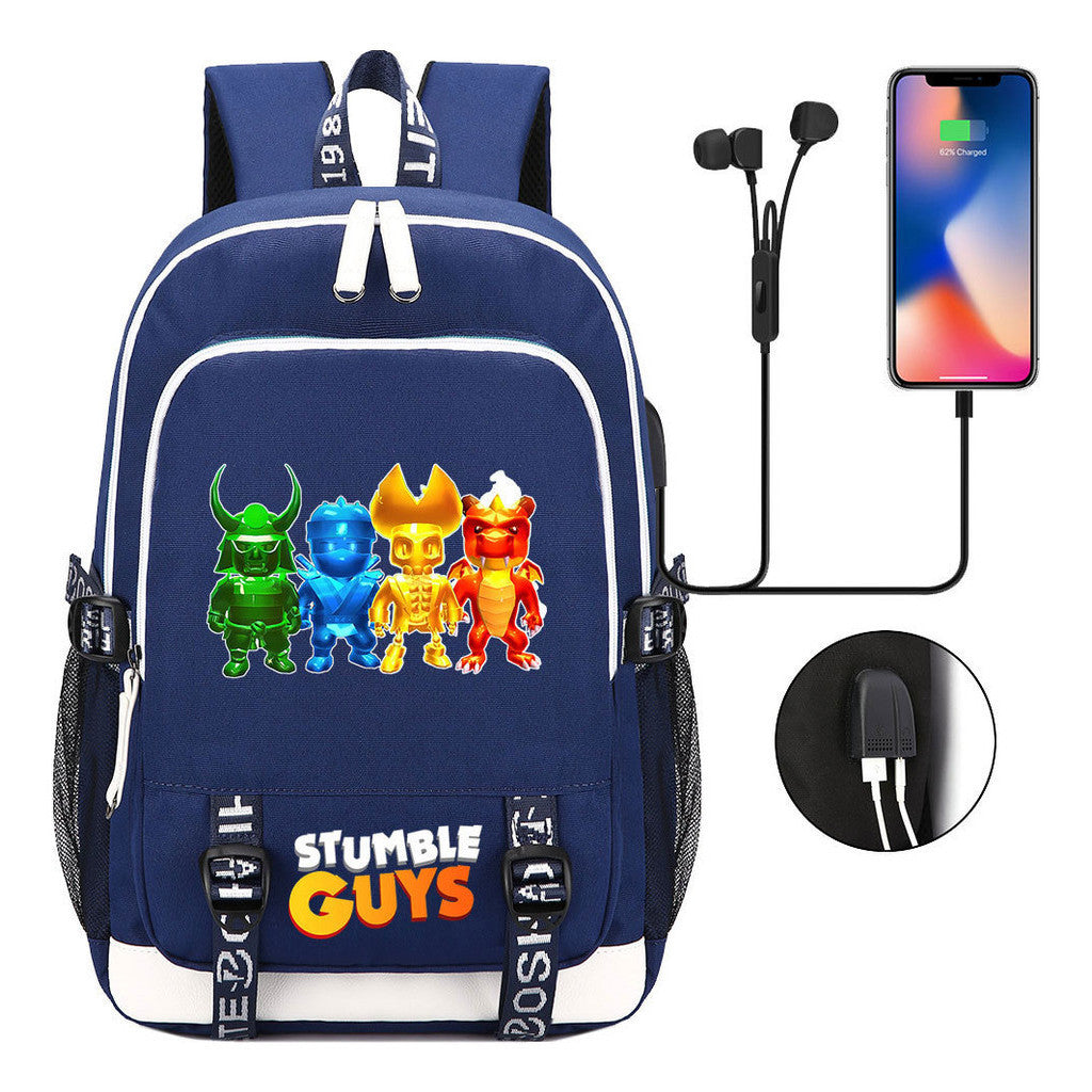 Printed Youth Student Backpack Usb Casual Backpack