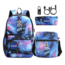 Fashionable Usb Password Lock Youth Student Backpack Three Piece Set Backpack