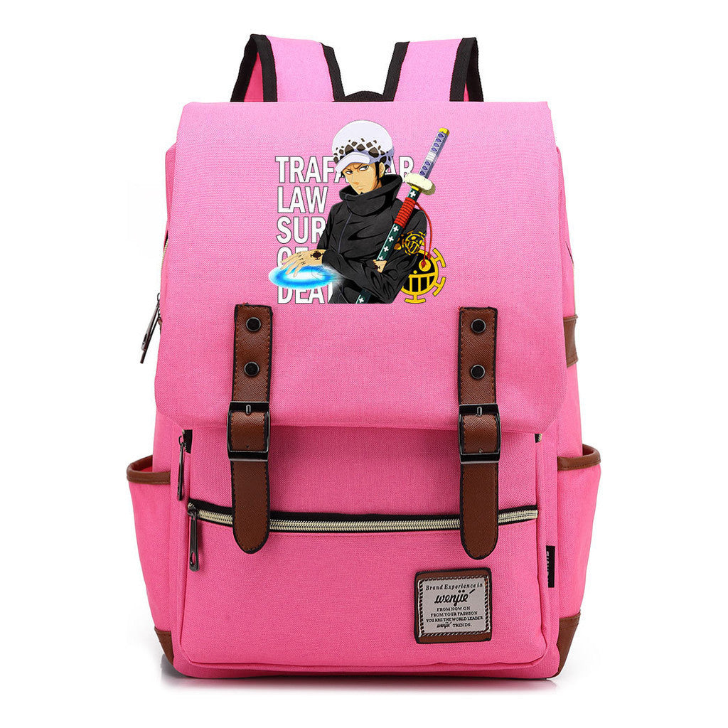 Anime Pirate King Luffy Printed Student School Bag Casual Belt Buckle Classic Backpack