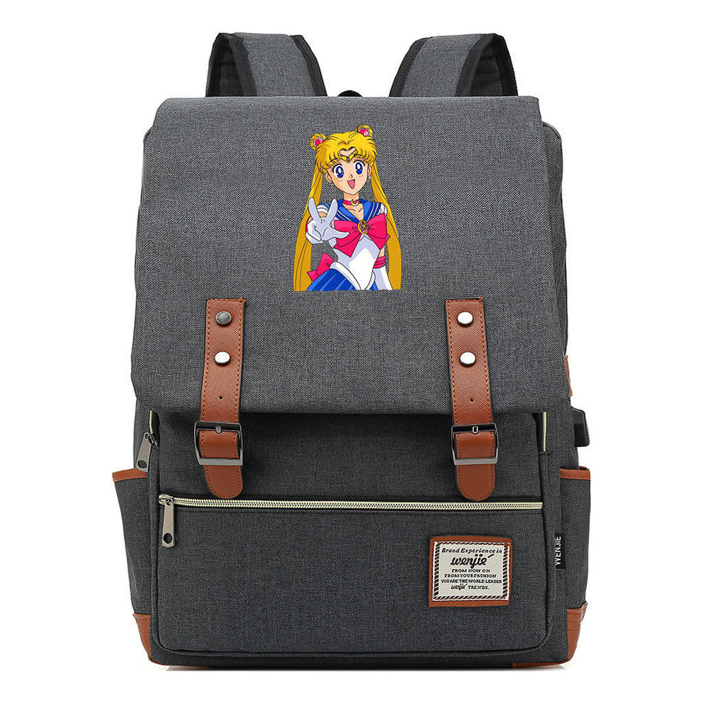 Anime Beauty Girl Warrior Youth Student School Bag Usb Men's And Women's Leisure Backpack