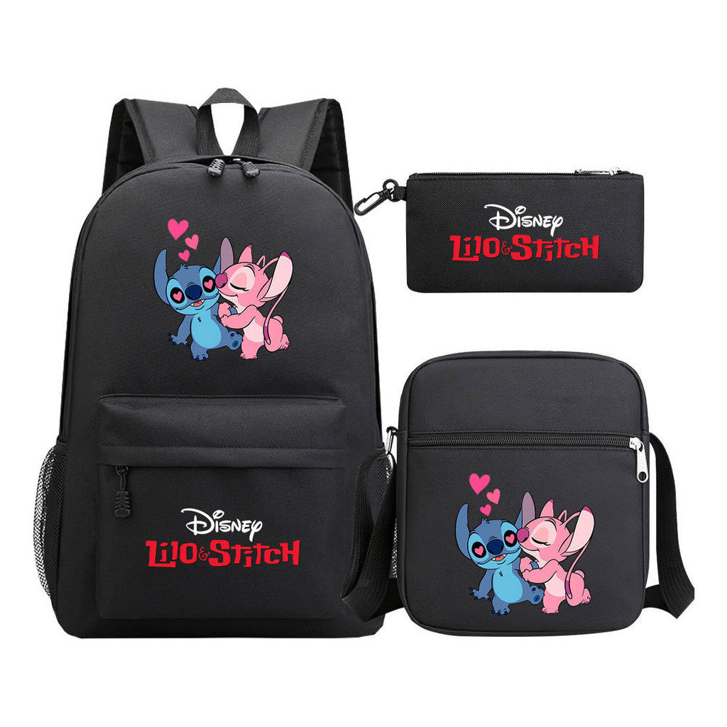 Starry Baby Stitch Printed Youth School Bag Three Piece Set For Men And Women Shoulder Set Backpack