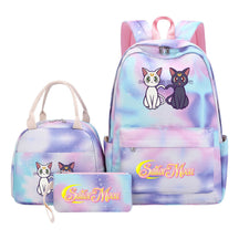 Anime Beauty Girl Warrior Youth Student Girl Schoolbag Lunch Bag Three Piece Set Backpack Set