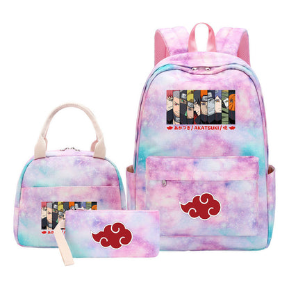 Naruto Teenage Student Girls School Bag Lunch Bag Three Piece Set Backpack Set