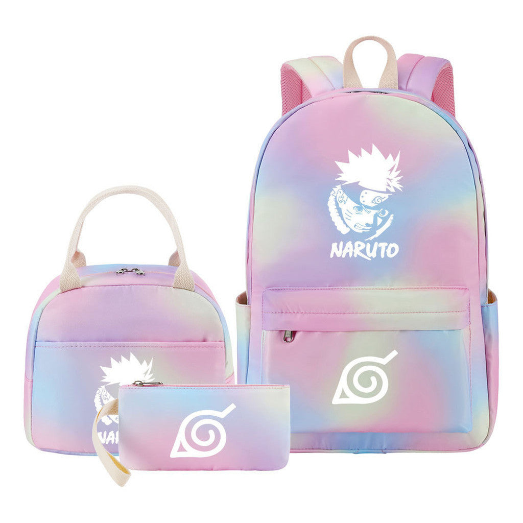 Naruto Teenage Student Girls School Bag Lunch Bag Three Piece Set Backpack Set