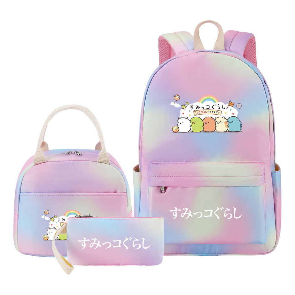 Game Corner Biology Youth Student Girls School Bag Lunch Bag Three Piece Set Backpack Set