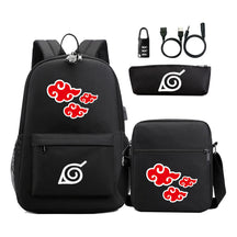 Naruto Usb Password Lock Youth Student Backpack Three Piece Set For Men And Women Backpack Set