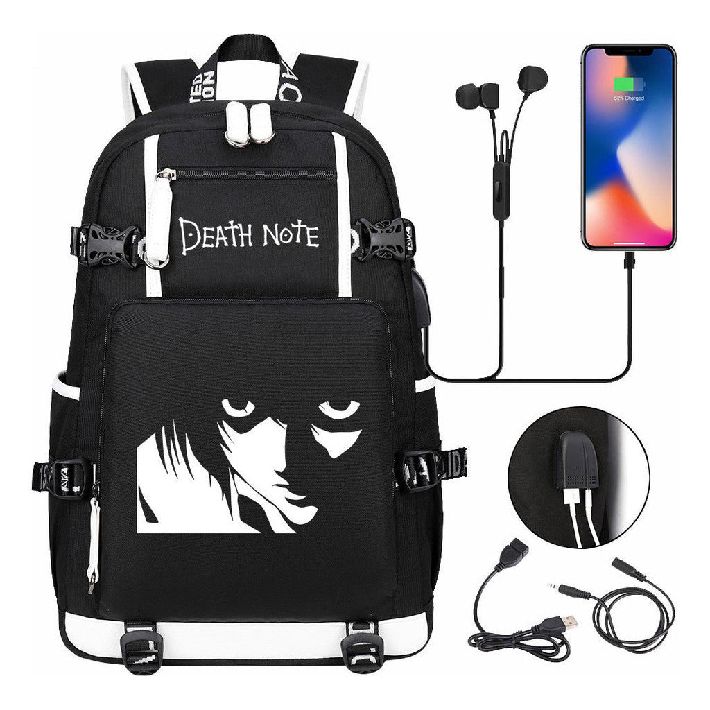 Death Note Usb Large Capacity Youth Student Backpack For Boys And Girls Leisure Travel Backpack