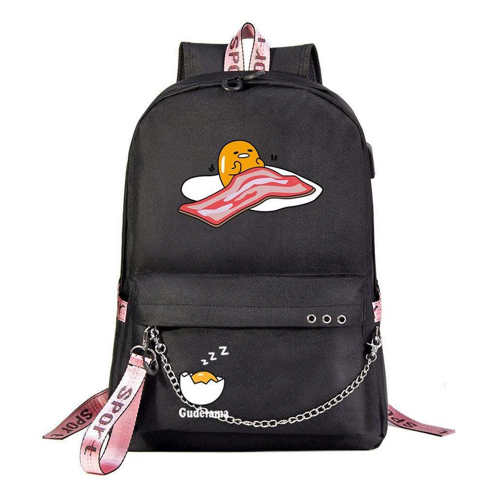 Lazy Egg Usb Youth Student Backpack For Boys And Girls Leisure Travel Backpack