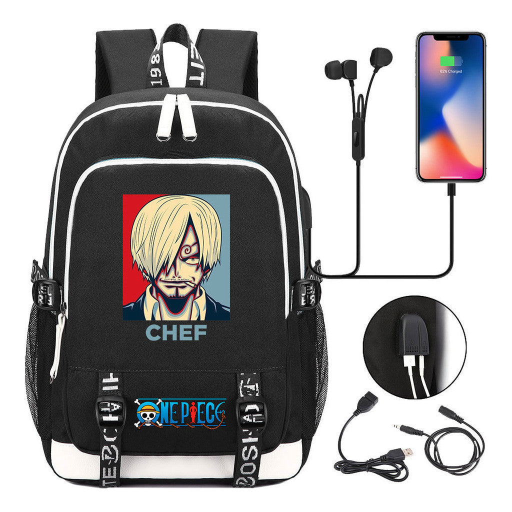 Anime Pirate Wang Lufei Youth Student School Bag Usb Men's And Women's Leisure Backpack