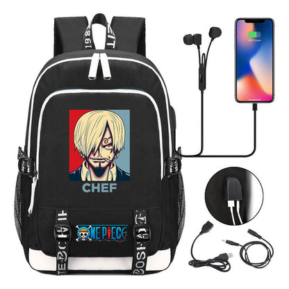 Anime Pirate Wang Lufei Youth Student School Bag Usb Men's And Women's Leisure Backpack