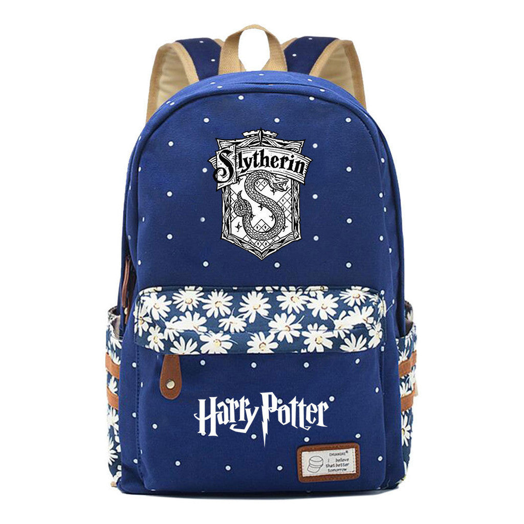 School Of Witchcraft And Wizardry Youth Student Backpack, Floral Canvas, Female Backpack