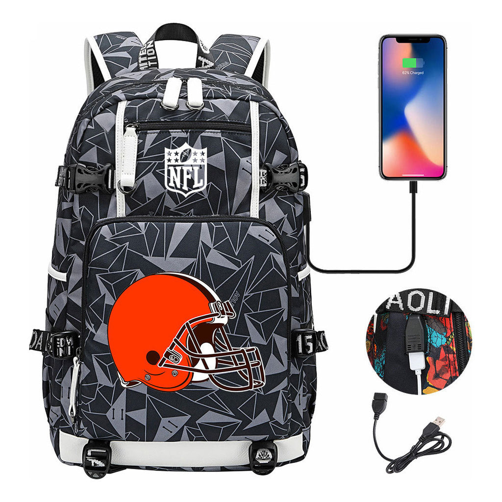 Rugby Team Printed Usb Youth Student Backpack, Leisure Travel Backpack
