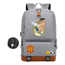 Football Star Cristiano Ronaldo Printed Usb Youth Student Backpack For Boys And Girls Leisure Travel Backpack