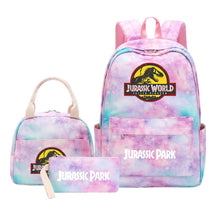 Jurassic Park Dinosaur Youth Student Girls School Bag Lunch Bag Three Piece Set Backpack Set