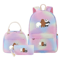 Cartoon Cute Three Cheap Bears Youth Student Girls School Bag Lunch Bag Three Piece Set Backpack Set