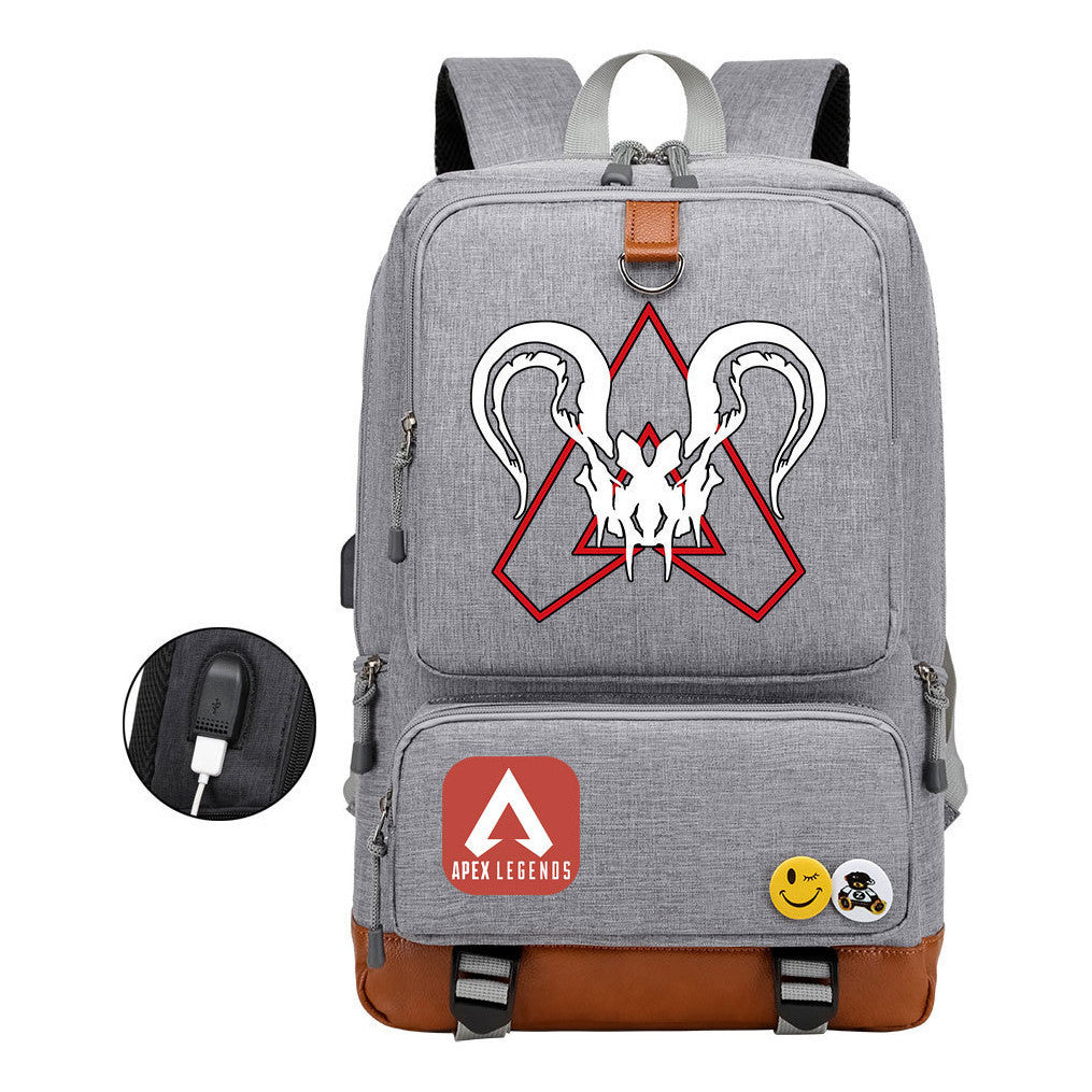 Apex Hero Print Usb Youth School Bag Leisure Travel Backpack