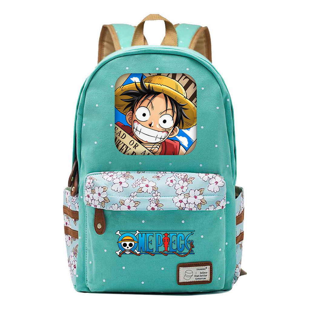 Anime Pirate King Lufei Printed Student School Bag Fragmented Flower Leisure Backpack