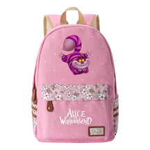 Anime Cartoon Cheshire Cat Print Student Backpack, Floral Casual Backpack