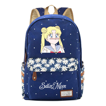 Anime Surrounding Beauty Girl Warrior Youth Student School Bag Fragmented Flower Boy's And Girl's Leisure Backpack