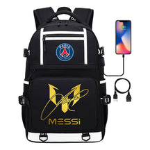 Gold Sports Football Star Printed Usb Youth School Bag Backpack Leisure Travel Backpack