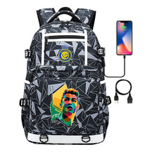 Football Star Cristiano Ronaldo Printed Usb Youth Student Backpack For Men And Women, Backpack For Leisure Travel