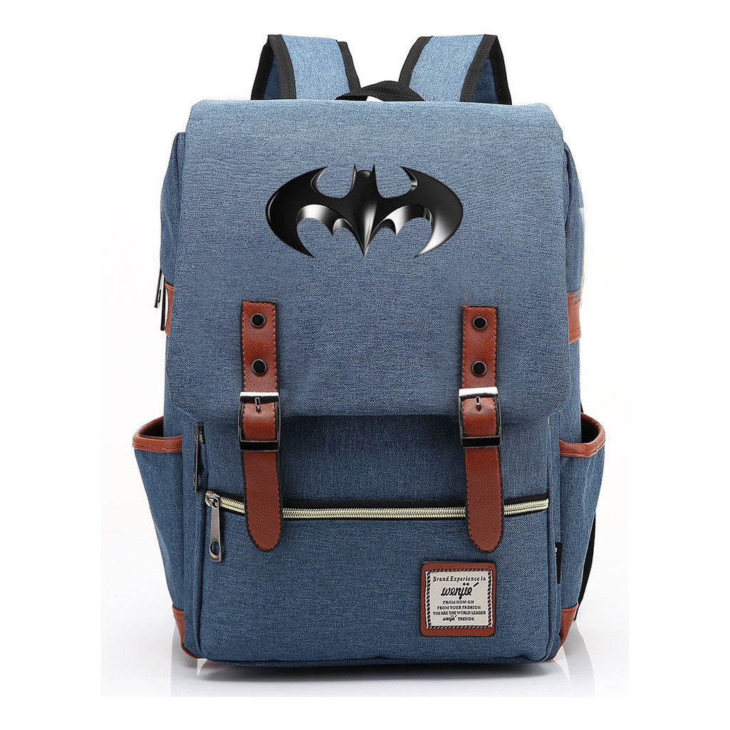 Superhero Batman Print Student Backpack Casual Belt Buckle Classic Backpack