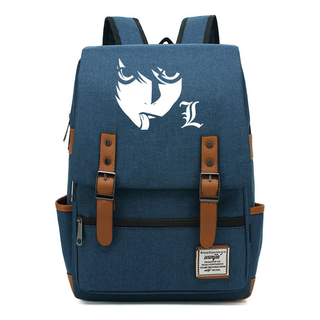 Manga Death Note Youth Student School Bag Men's And Women's Leisure Belt Buckle Backpack