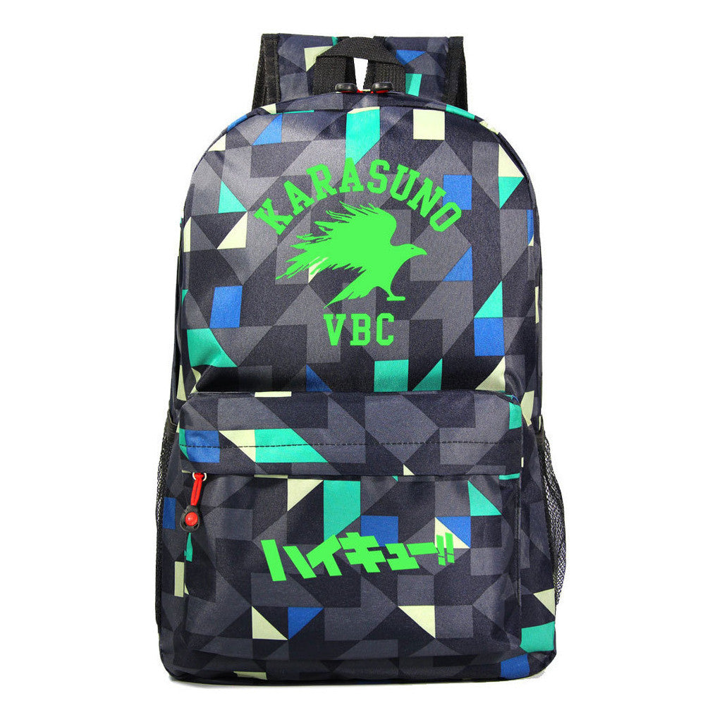 Green Night Light Fashion Volleyball Youth Flying Heart Print Youth Student School Bag Men's And Women's Leisure Backpack