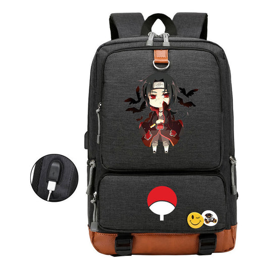Naruto Print Usb Youth Student Backpack Leisure Travel Backpack
