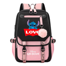 Interstellar Baby Stitch Usb Backpack For Boys And Girls Casual Woven Strap Flip Backpack