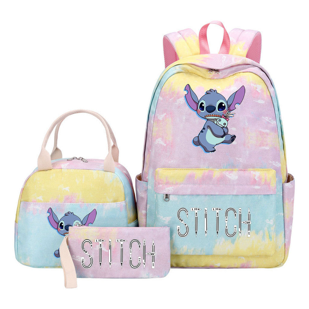 Interstellar Baby Stitch Student Girls School Bag Lunch Bag Three Piece Set Backpack Cover