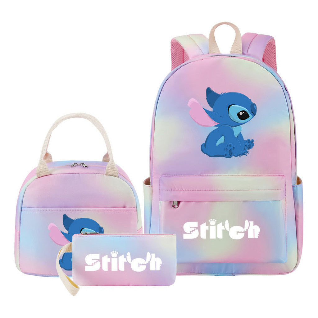Interstellar Baby Stitch Youth Student Girls School Bag Lunch Bag Three Piece Set Backpack Set