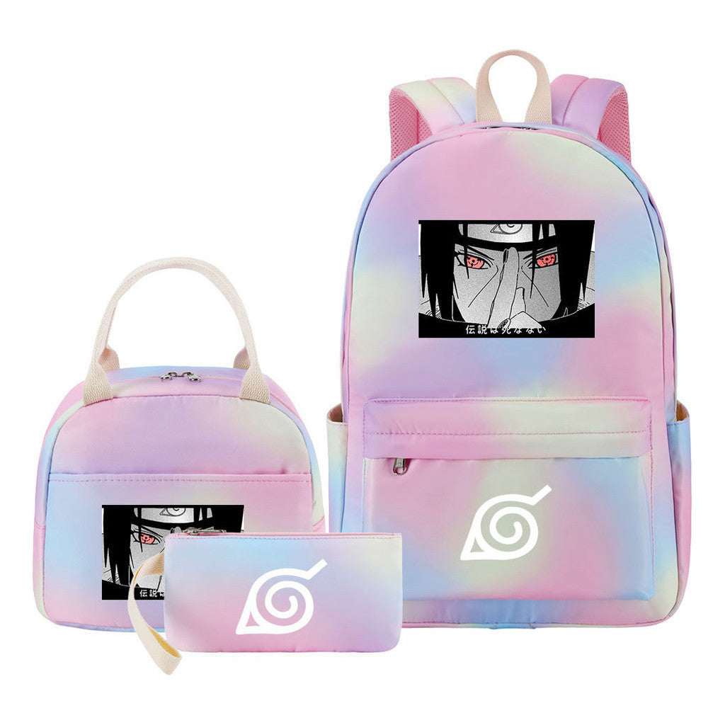 Naruto Youth Student School Bag Lunch Bag Three Piece Set Backpack Set
