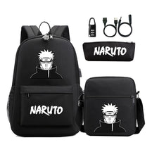 Naruto Usb Password Lock Youth Student Backpack Three Piece Set For Men And Women Backpack Set