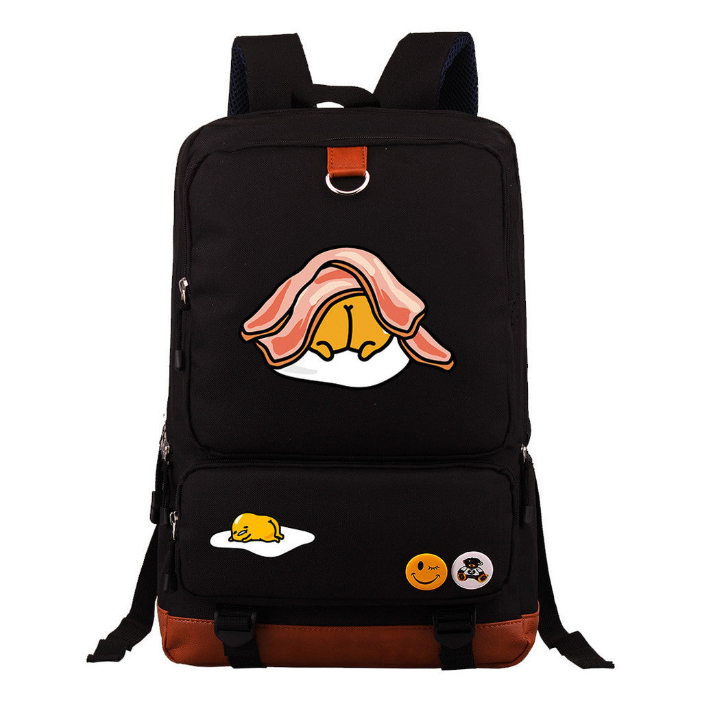 Cartoon Anime Lazy Egg Youth Student Backpack With Large Capacity Travel Bag For Boys And Girls Backpack