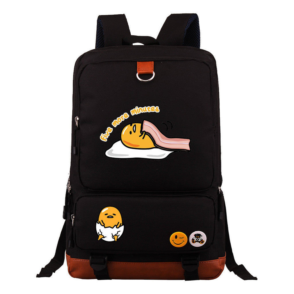 Cartoon Anime Lazy Egg Youth Student Backpack, Large Capacity Travel Bag, Boy's And Girl's Backpack