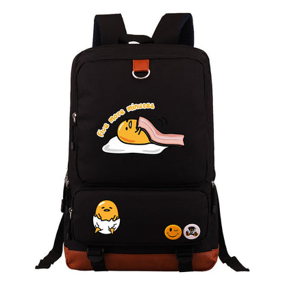 Cartoon Anime Lazy Egg Youth Student Backpack, Large Capacity Travel Bag, Boy's And Girl's Backpack