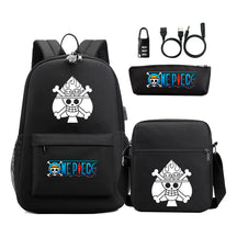 Cartoon Pirate King Usb Password Lock Youth Student School Bag Three Piece Set For Boys And Girls Backpack Set