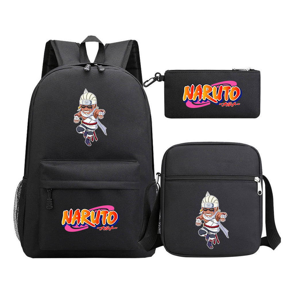 Anime Naruto Starry Sky Student School Bag Three Piece Set For Men And Women Backpack Set