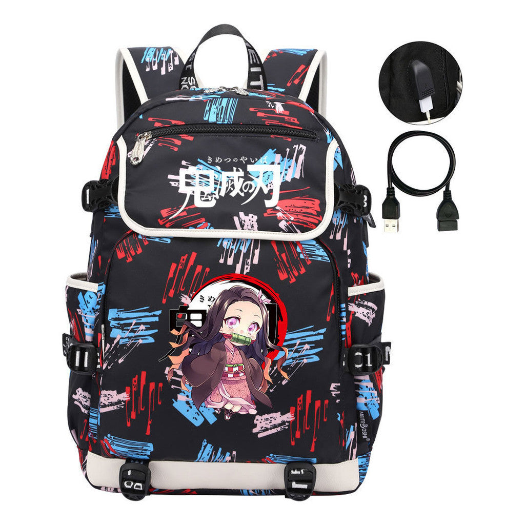 Anime Cartoon Usb Youth Student Backpack For Men And Women Leisure Backpack