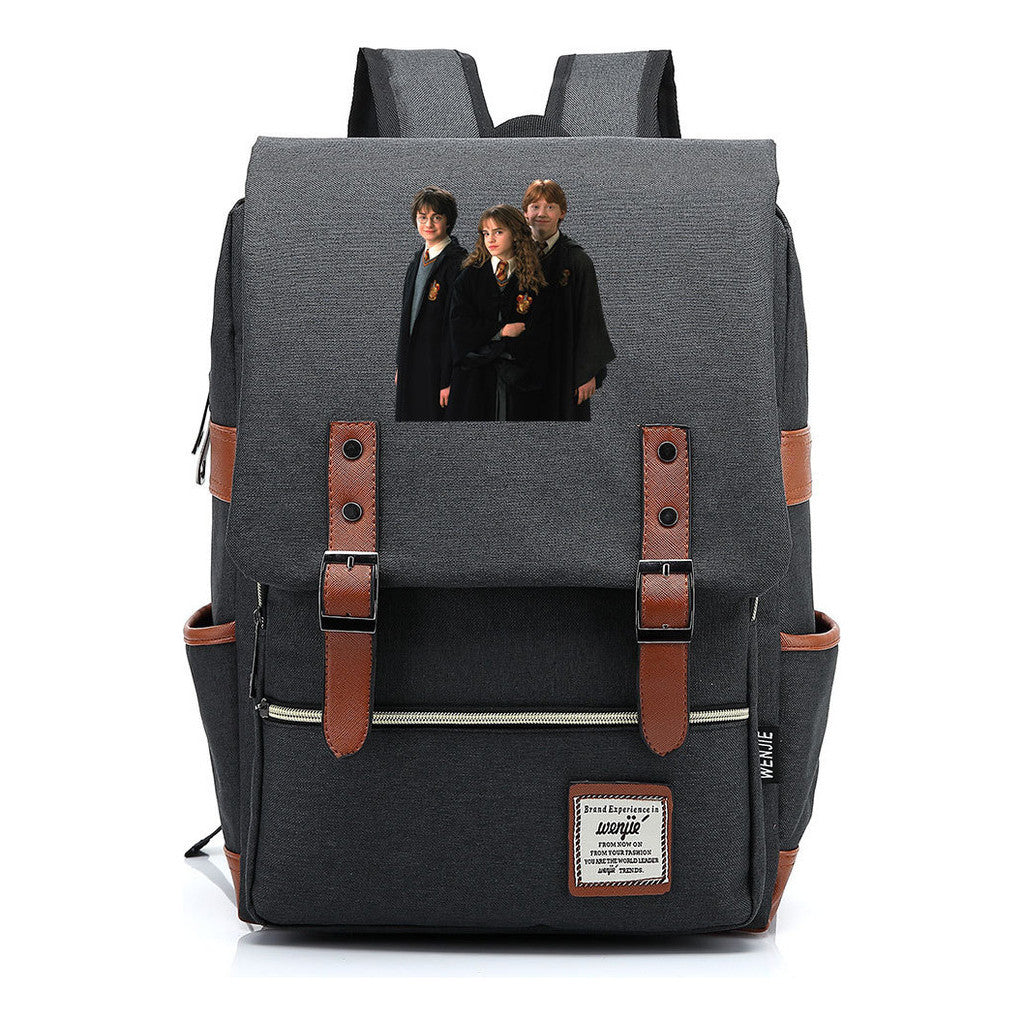 Academy Of Magic Print Teen Student School Bag For Men And Women Casual Belt Buckle Classic Backpack