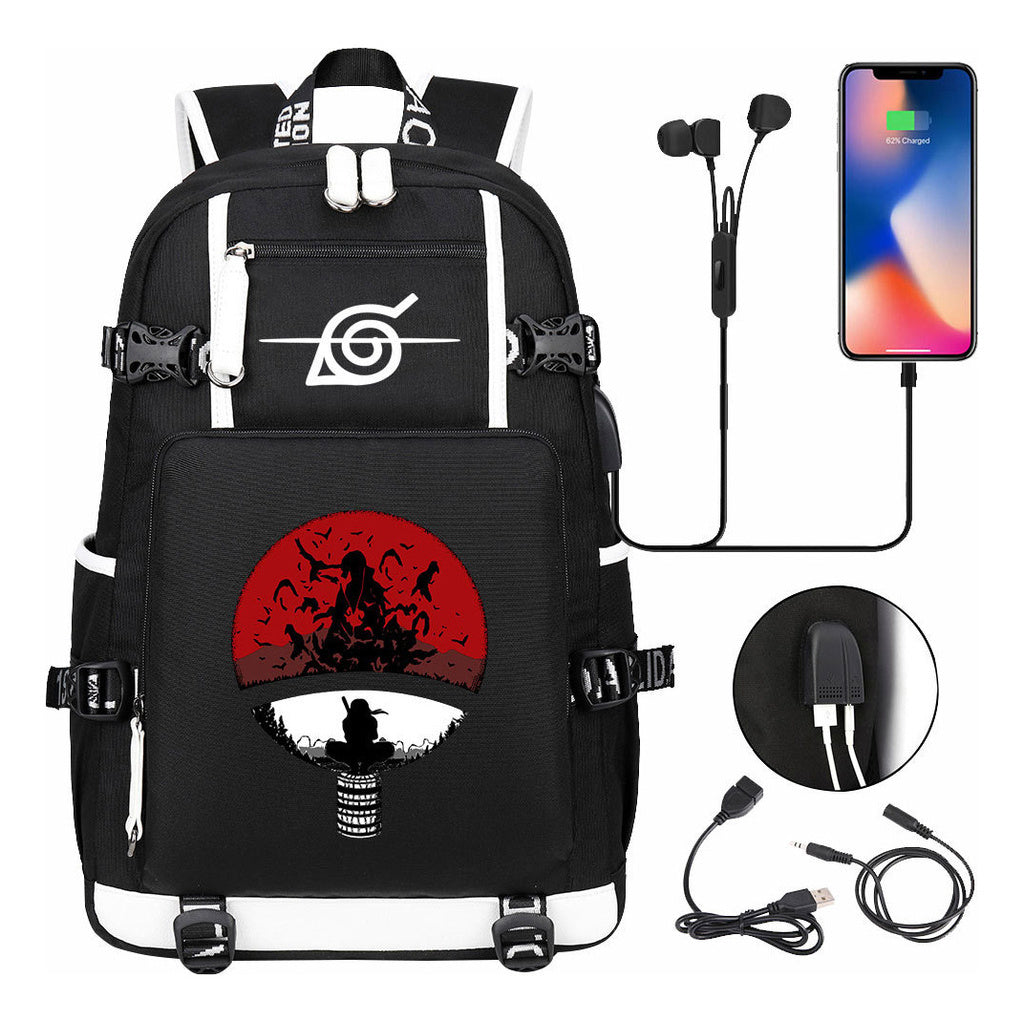 Naruto Print Usb Youth Student Backpack Casual High-capacity Travel Backpack