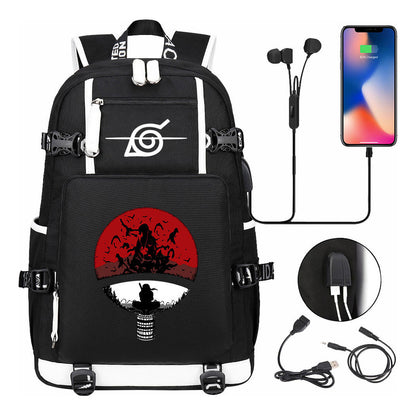 Naruto Print Usb Youth Student Backpack Casual High-capacity Travel Backpack