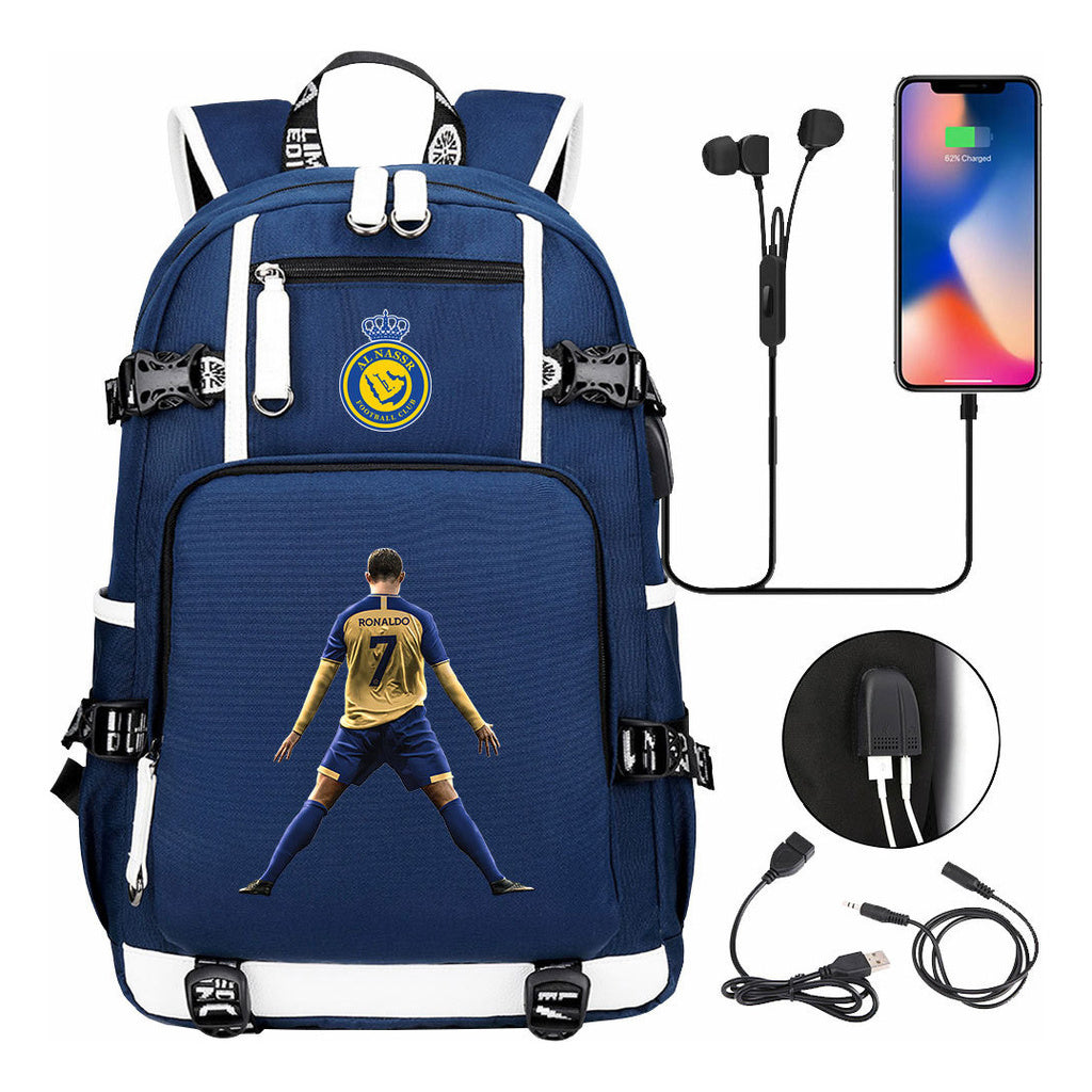 Football Star Cristiano Ronaldo Printed Youth Student Backpack Leisure Travel Backpack