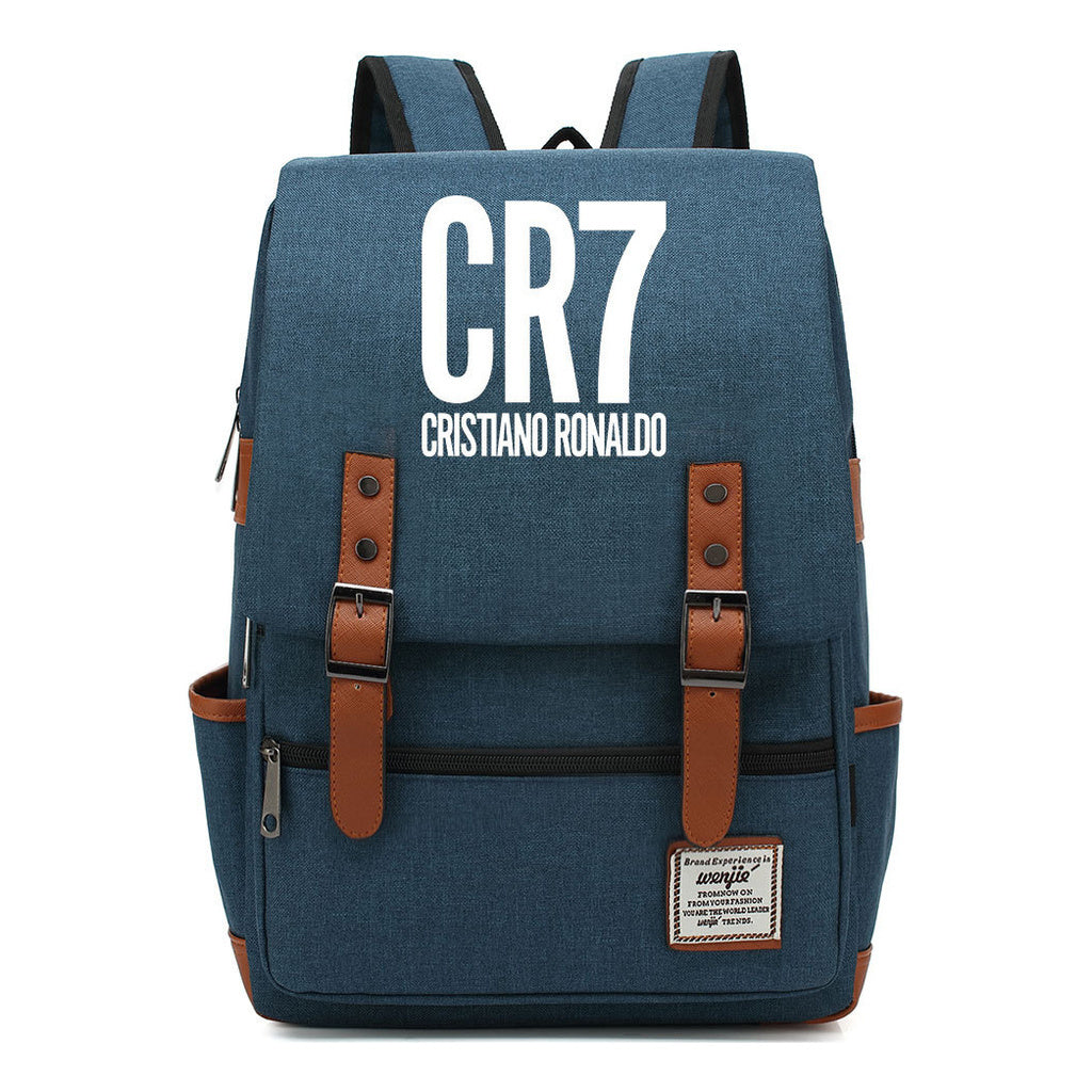 Football Star Cristiano Ronaldo Printed Backpack For Men And Women With Casual Belt Buckle Classic Backpack