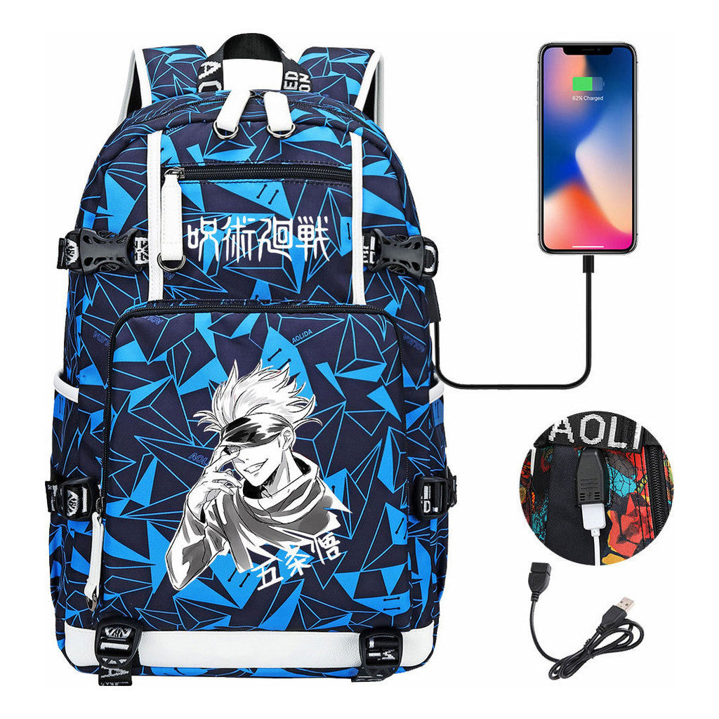 Printed Usb Youth Student Backpack Leisure Large Capacity Travel Backpack