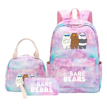 Cartoon Cute Three Bears Youth Student Girls School Bag Lunch Bag Three Piece Set Backpack Set
