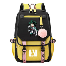 Comics My Heroes Academy Usb Student Backpack Casual Ribbon Flip Backpack