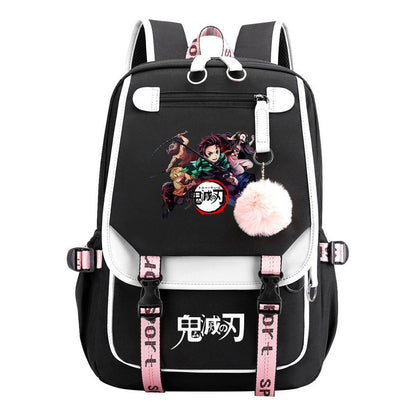 Japanese Cartoon Fashion Usb Student Backpack Casual Woven Flap Backpack